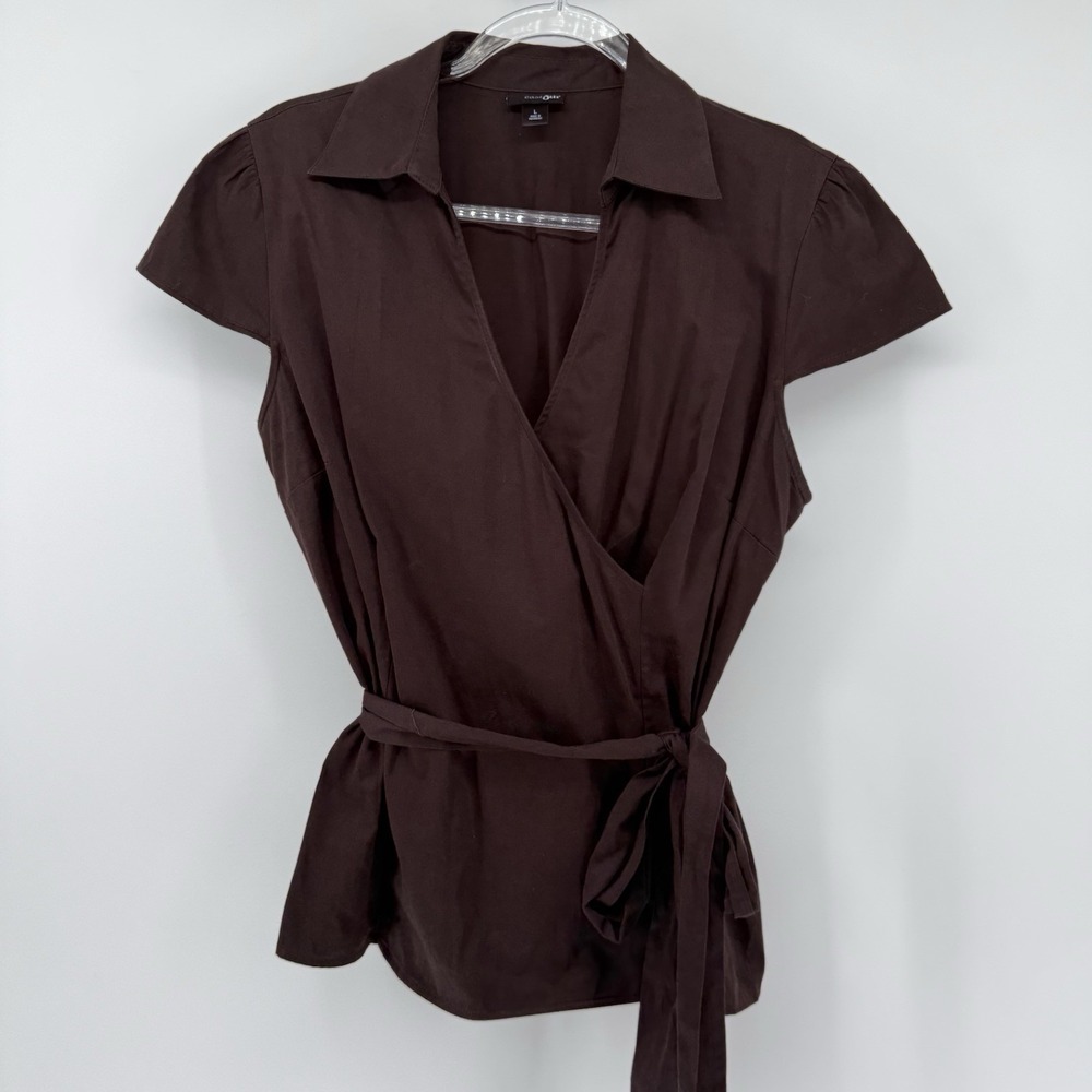 east 5th Tied Waist Women's Brown Collard Top Large Fairy Grunge‎ Goblincore